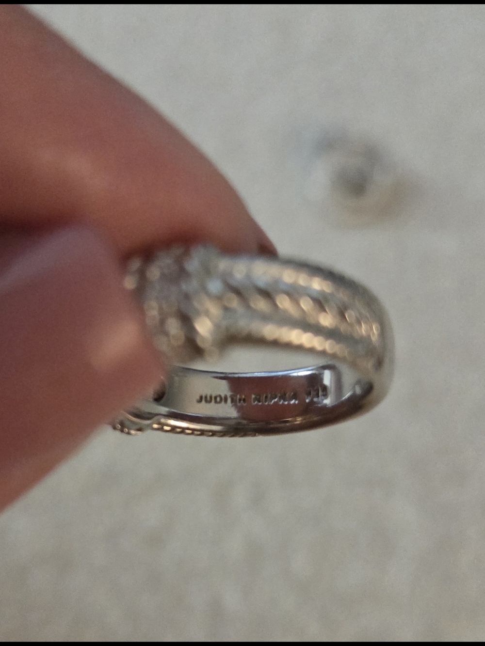 Judith Ripka 925 Sterling Silver CZ Cable Station Band Ring Size 8 QVC - Picture 4 of 6